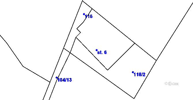 Parcela st. 6 v KÚ Zvíkov, Katastrální mapa