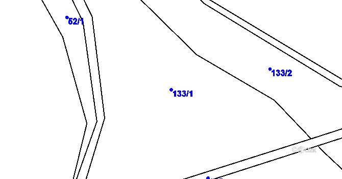 Parcela st. 133/1 v KÚ Zvíkov, Katastrální mapa