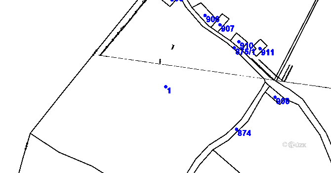 Parcela st. 1 v KÚ Mokřany, Katastrální mapa