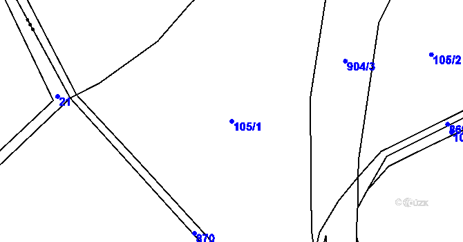 Parcela st. 105/1 v KÚ Mokřany, Katastrální mapa