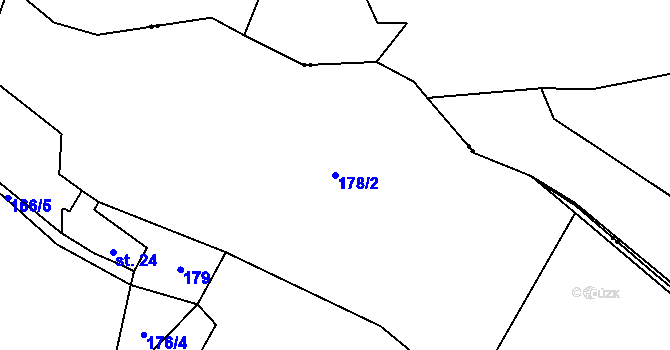 Parcela st. 178/2 v KÚ Mokřany, Katastrální mapa