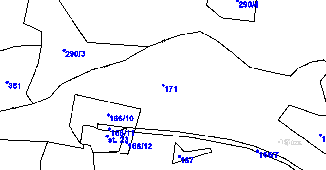 Parcela st. 171 v KÚ Mokřany, Katastrální mapa