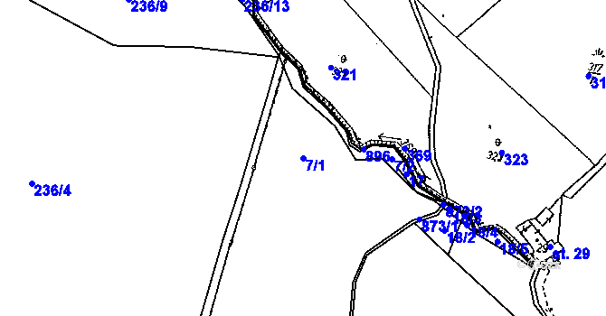 Parcela st. 7/1 v KÚ Mokřany, Katastrální mapa
