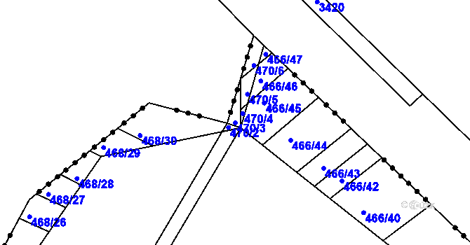 Parcela st. 470/3 v KÚ Hlína u Ivančic, Katastrální mapa