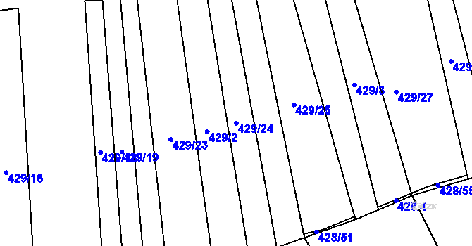 Parcela st. 429/24 v KÚ Hlína u Ivančic, Katastrální mapa