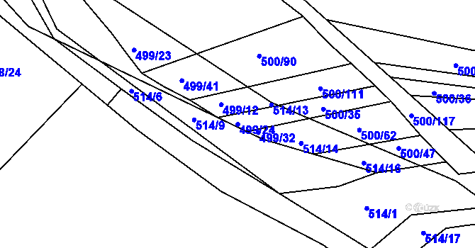 Parcela st. 499/24 v KÚ Hlína u Ivančic, Katastrální mapa