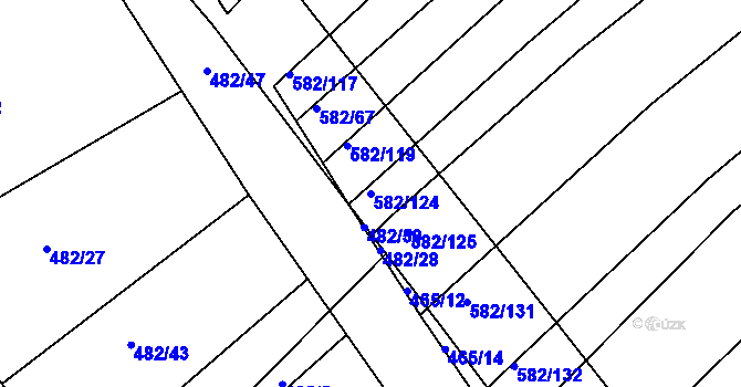 Parcela st. 582/124 v KÚ Hlína u Ivančic, Katastrální mapa