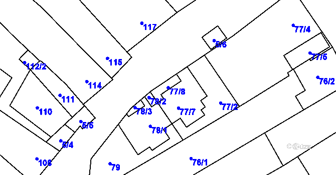Parcela st. 77/8 v KÚ Hlína u Ivančic, Katastrální mapa