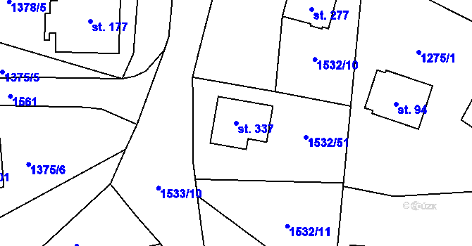 Parcela st. 337 v KÚ Hlincová Hora, Katastrální mapa