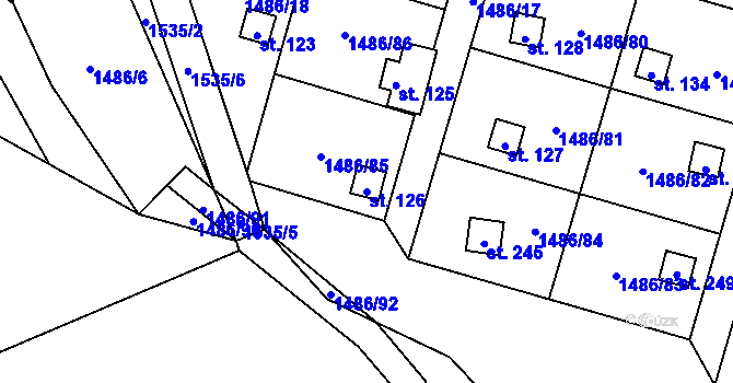 Parcela st. 126 v KÚ Hlincová Hora, Katastrální mapa