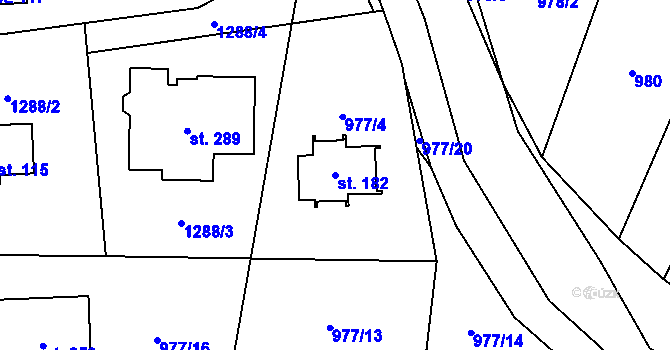 Parcela st. 182 v KÚ Hlincová Hora, Katastrální mapa
