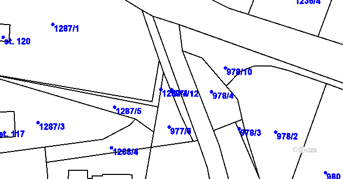 Parcela st. 977/12 v KÚ Hlincová Hora, Katastrální mapa