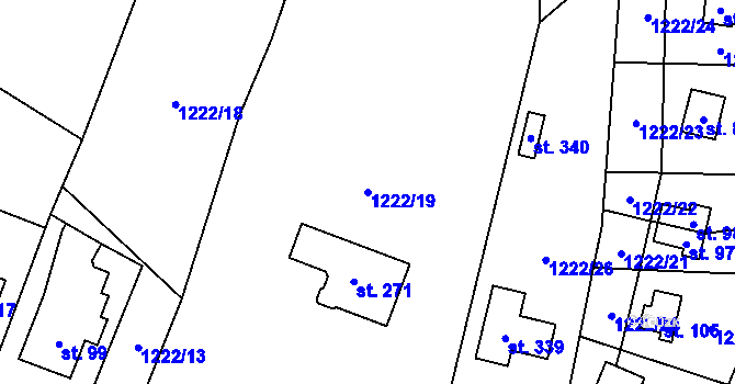 Parcela st. 1222/19 v KÚ Hlincová Hora, Katastrální mapa