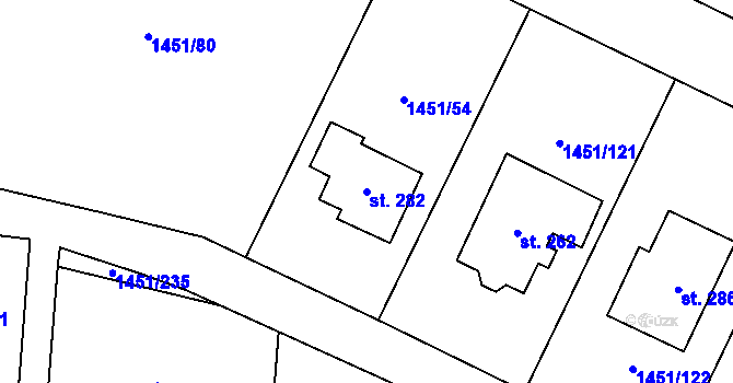 Parcela st. 282 v KÚ Hlincová Hora, Katastrální mapa