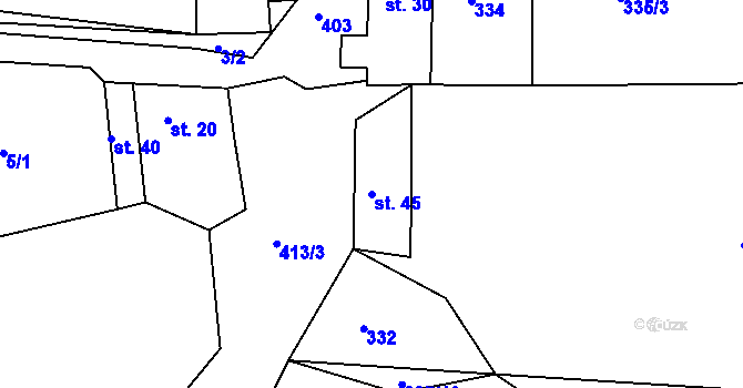 Parcela st. 45 v KÚ Hliněný Újezd, Katastrální mapa