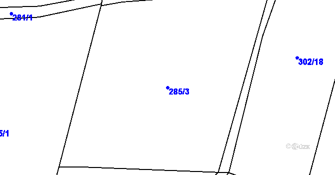 Parcela st. 285/3 v KÚ Hliněný Újezd, Katastrální mapa