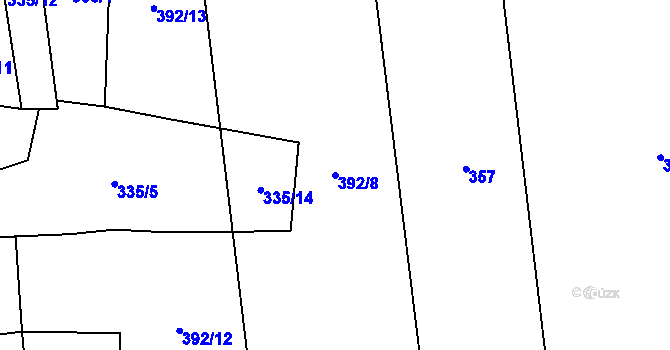 Parcela st. 392/8 v KÚ Hliněný Újezd, Katastrální mapa