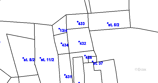 Parcela st. 432 v KÚ Hliněný Újezd, Katastrální mapa