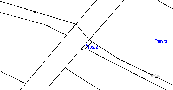Parcela st. 105/2 v KÚ Malé Hydčice, Katastrální mapa