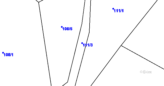 Parcela st. 111/3 v KÚ Malé Hydčice, Katastrální mapa