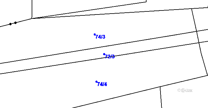 Parcela st. 72/3 v KÚ Malé Hydčice, Katastrální mapa
