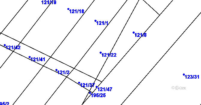 Parcela st. 121/22 v KÚ Týnec u Hliněného Újezdu, Katastrální mapa