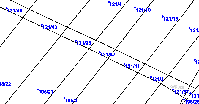 Parcela st. 121/42 v KÚ Týnec u Hliněného Újezdu, Katastrální mapa