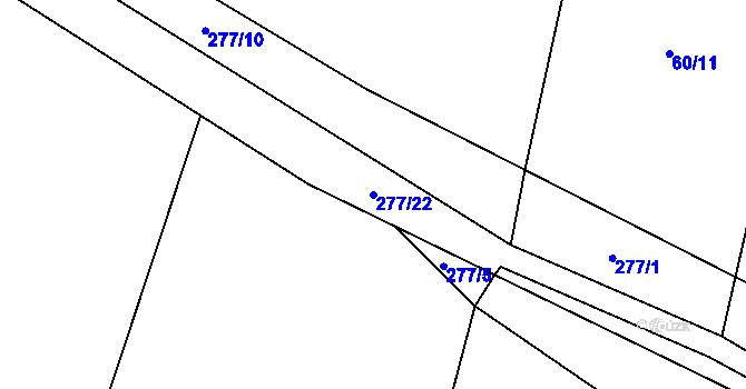 Parcela st. 277/22 v KÚ Týnec u Hliněného Újezdu, Katastrální mapa