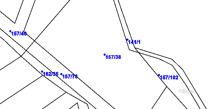 Parcela st. 157/38 v KÚ Hlinice, Katastrální mapa