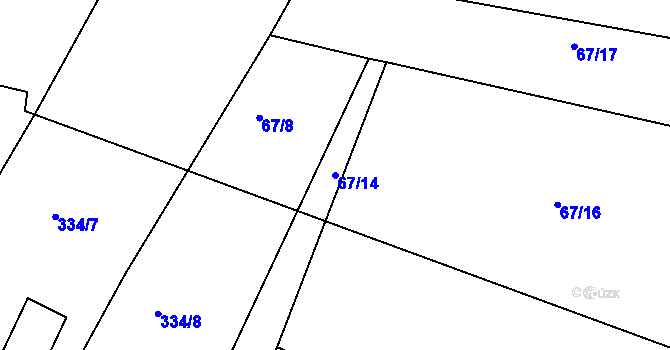Parcela st. 67/14 v KÚ Hlinice, Katastrální mapa