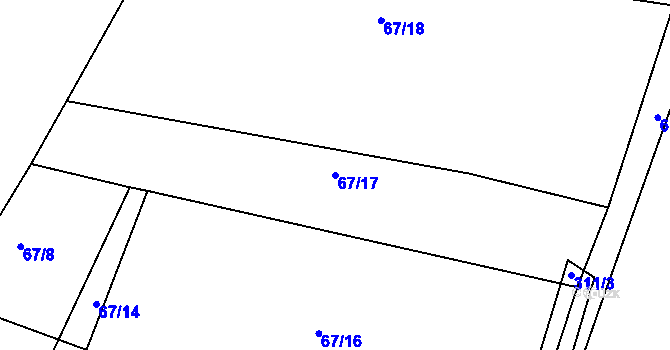 Parcela st. 67/17 v KÚ Hlinice, Katastrální mapa
