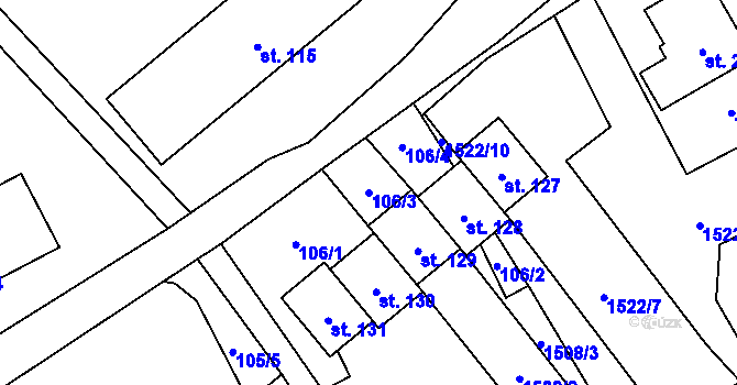 Parcela st. 106/3 v KÚ Hlinka, Katastrální mapa