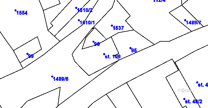 Parcela st. 109 v KÚ Hlinka, Katastrální mapa