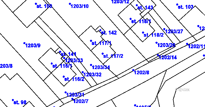 Parcela st. 117/2 v KÚ Hlinka, Katastrální mapa