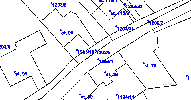 Parcela st. 1202/6 v KÚ Hlinka, Katastrální mapa