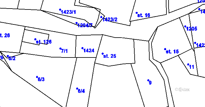 Parcela st. 25 v KÚ Hlinná, Katastrální mapa