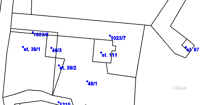Parcela st. 111 v KÚ Hlinná, Katastrální mapa