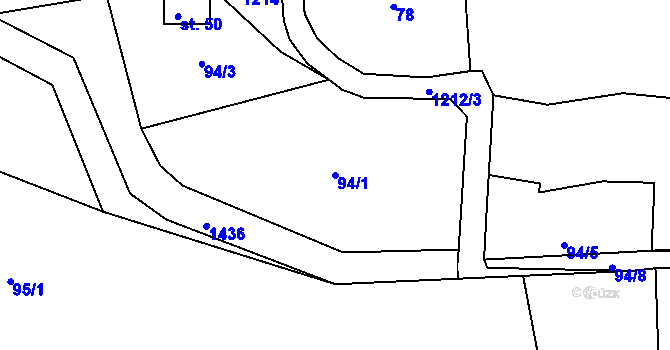 Parcela st. 94/1 v KÚ Hlinná, Katastrální mapa