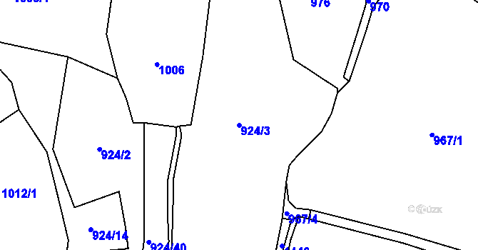 Parcela st. 924/3 v KÚ Hlinná, Katastrální mapa