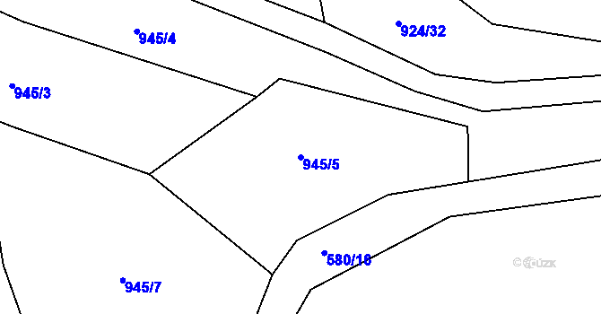 Parcela st. 945/5 v KÚ Hlinná, Katastrální mapa
