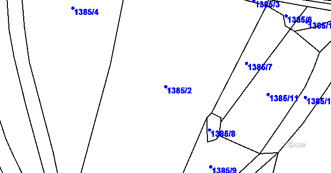 Parcela st. 1385/2 v KÚ Hlinná, Katastrální mapa