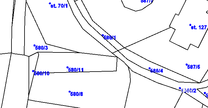 Parcela st. 103/3 v KÚ Hlinná, Katastrální mapa