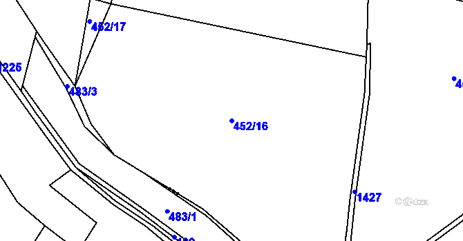 Parcela st. 452/16 v KÚ Hlinná, Katastrální mapa