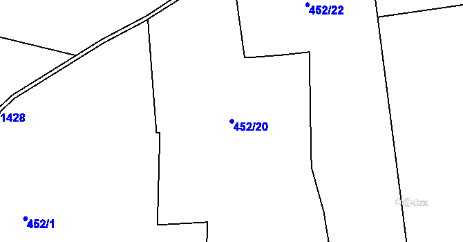 Parcela st. 452/20 v KÚ Hlinná, Katastrální mapa