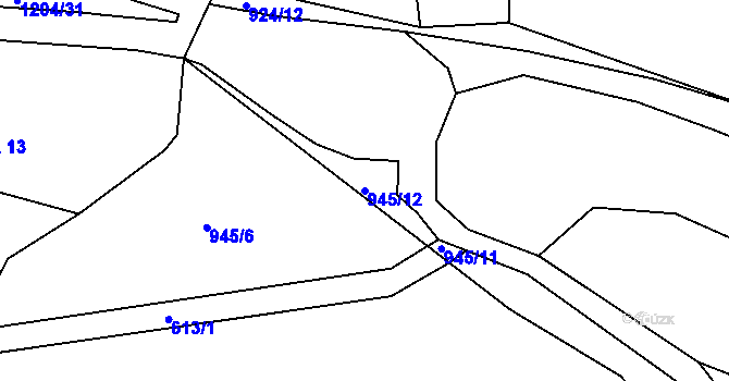 Parcela st. 945/12 v KÚ Hlinná, Katastrální mapa
