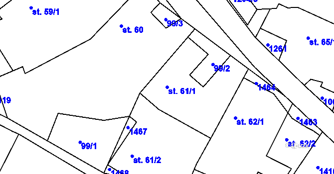 Parcela st. 61/1 v KÚ Hlinná, Katastrální mapa