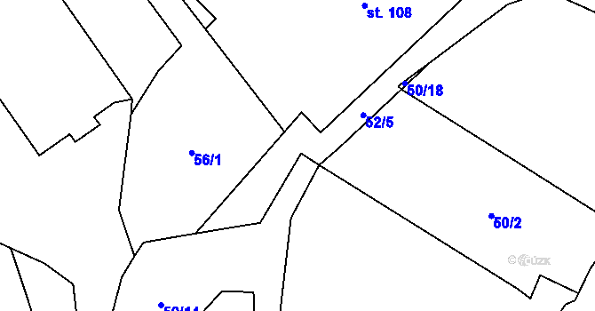 Parcela st. 56/7 v KÚ Hlinná, Katastrální mapa