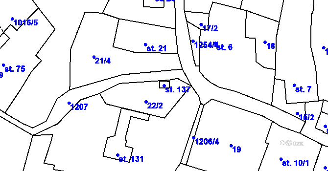Parcela st. 137 v KÚ Hlinná, Katastrální mapa