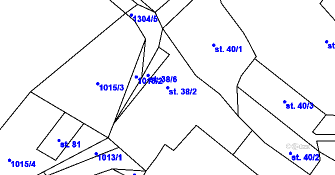 Parcela st. 38/2 v KÚ Lbín, Katastrální mapa