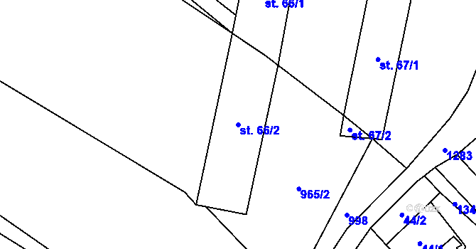Parcela st. 66/2 v KÚ Lbín, Katastrální mapa